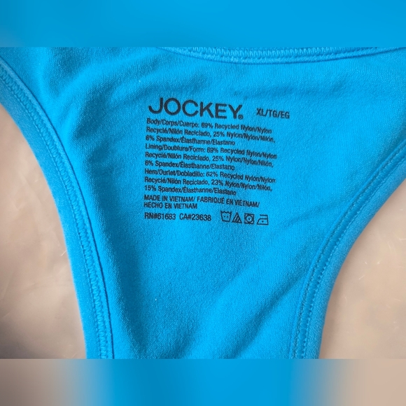 Jockey Seamfree Sports Bra XL Blue Microfiber Stretch Removable Pads NWT - Picture 3 of 7